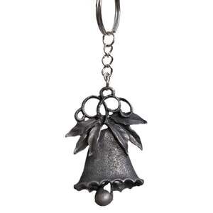 Guardian Bell Pewter Keychain with Holly and Bell Design